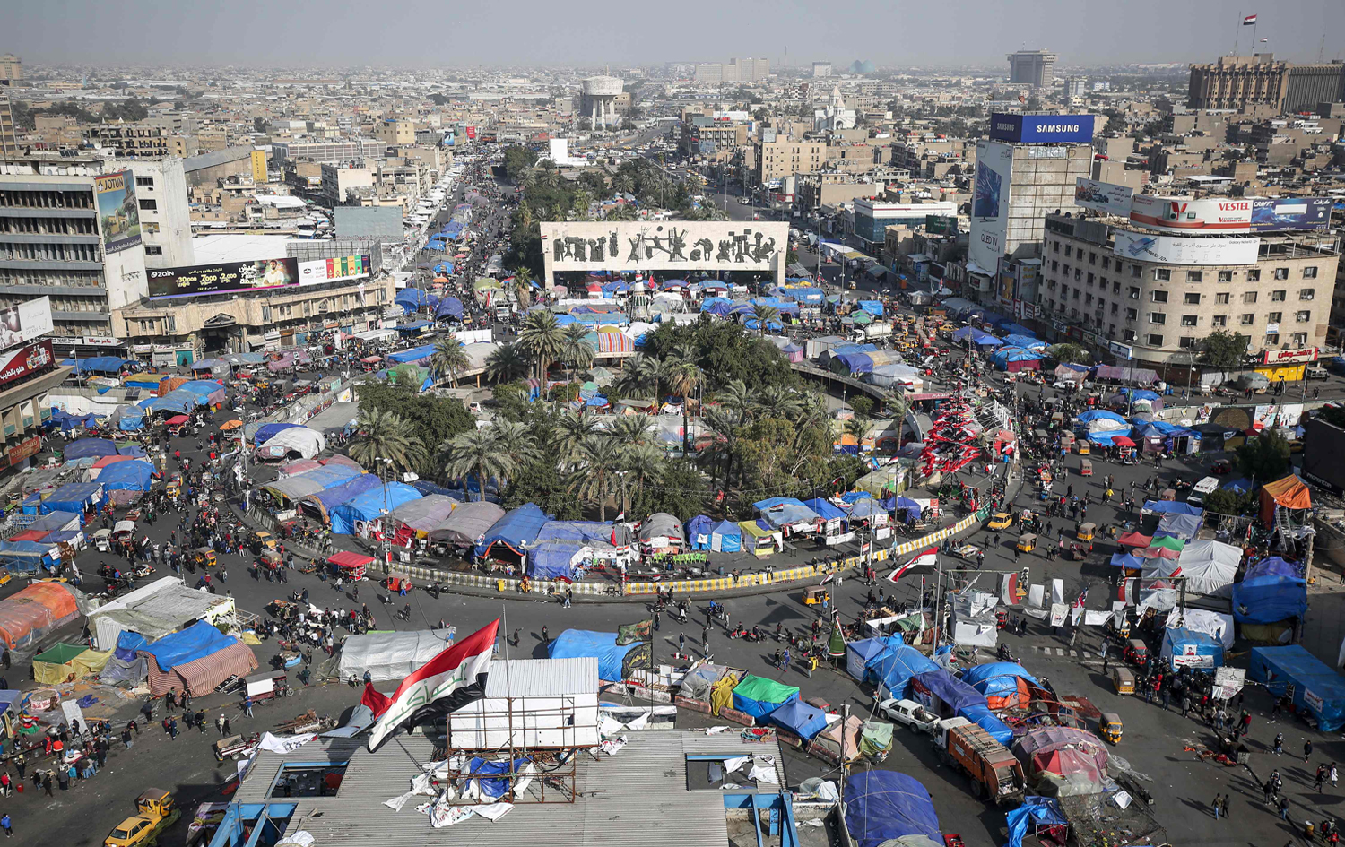 The protester camp in Baghdad's Tahrir Square; January 17, 2020. Photo: Ahmad al-Rubaye/AFP